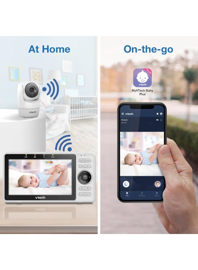 VTech Upgraded Smart WiFi Baby Monitor VM901, 5-inch 720p Display, 1080p Camera, HD NightVision, Fully Remote Pan Tilt Zoom, 2-Way Talk, Free Smart Phone App, Works with iOS, Android - Image 4