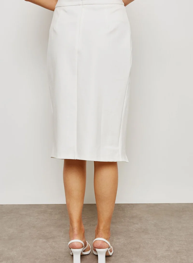 ELLA Wrap Front Ring Buckle Midi Skirt