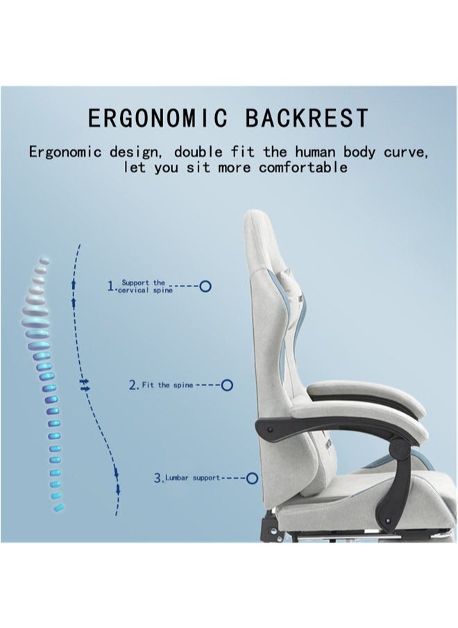 Denzoz - Gaming Chair Computer Chair with Footrest and Lumbar Support Height Adjustable Game Chair with 360°-Swivel Seat and Headrest and for Office or Gaming - Image 1