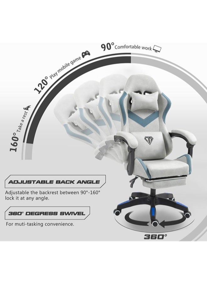 Denzoz - Gaming Chair Computer Chair with Footrest and Lumbar Support Height Adjustable Game Chair with 360°-Swivel Seat and Headrest and for Office or Gaming - Image 1