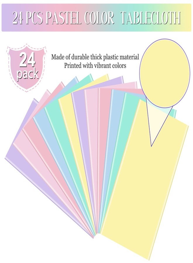 MASHAN 24Pcs Pastel Tablecloths,Plastic Mix Color Tablecloth Disposable Rectangle Table Covers for Baby Shower, Wedding,Girls Birthday Party and Ice Cream Party Decoration,6Color, 54 x 108 Inch - Image 4