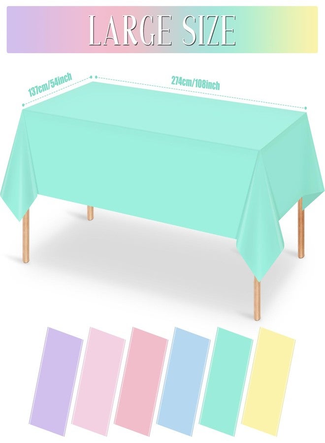 MASHAN 24Pcs Pastel Tablecloths,Plastic Mix Color Tablecloth Disposable Rectangle Table Covers for Baby Shower, Wedding,Girls Birthday Party and Ice Cream Party Decoration,6Color, 54 x 108 Inch - Image 2
