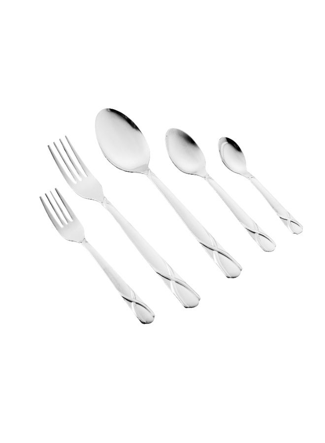 كازا روزا طقم أدوات مائدة من الستانلس ستيل المقاوم للصدأ مكون من 60 قطعة فضي - Image 2