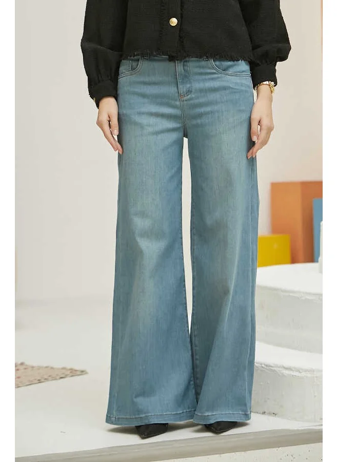 نيوايز 1152-WIDE LEGGED TROUSERS BLUE