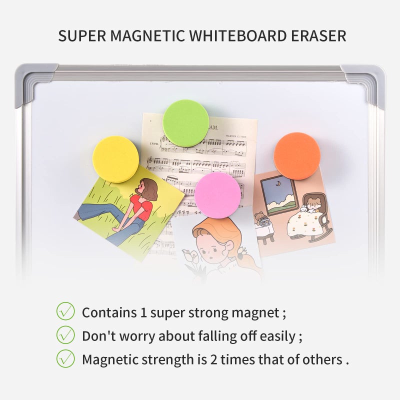 Favide 48 Pack Magnetic Whiteboard Dry Erase Erasers Chalkboard Cleansers for Classroom, Home and Office (Round, 8 Color) - Image 5