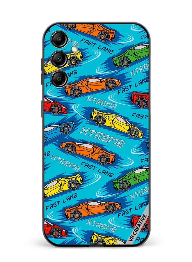 VR CREATIVE Protective Case Cover For Samsung Galaxy A14 5G/A14 Abstract Seamless Pattern With Sport Cars Design Multicolour - Image 1