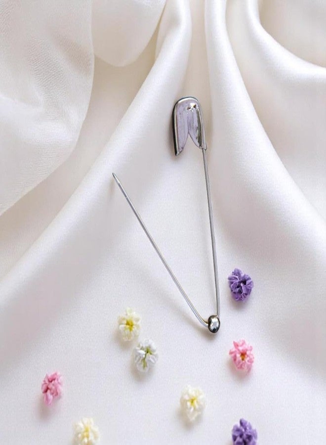 Accessher Silver Plated Shiny Stainless Steel Material Safety Pins/Metallic Saree/Hijab Pins with Secured Closure for Women and Girls Pack of 6 (72 Pcs) - Image 5