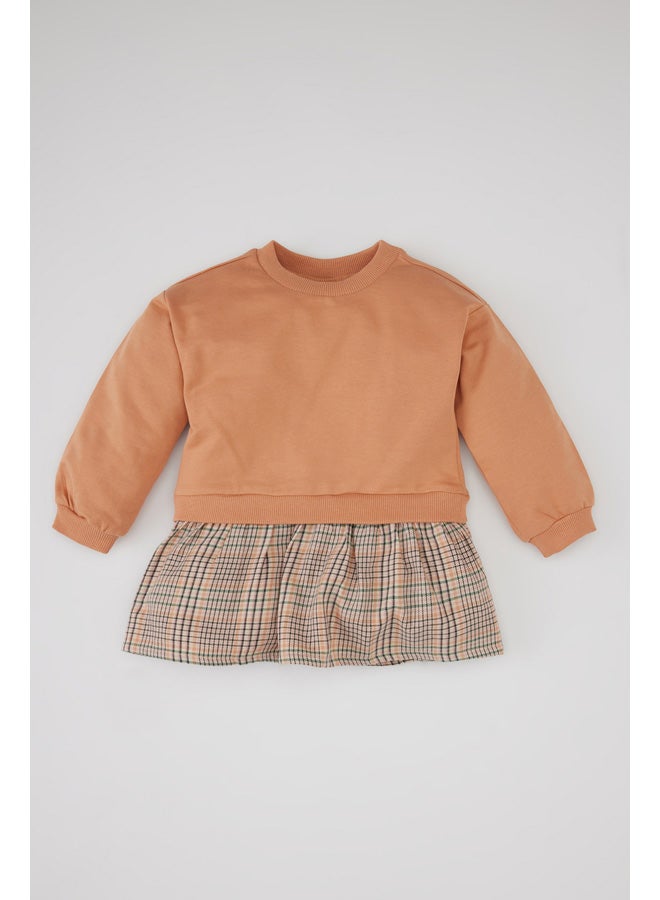 DeFacto Babygirl Regular Fit Bike Neck Long Sleeve Knitted Dress  - Image 1