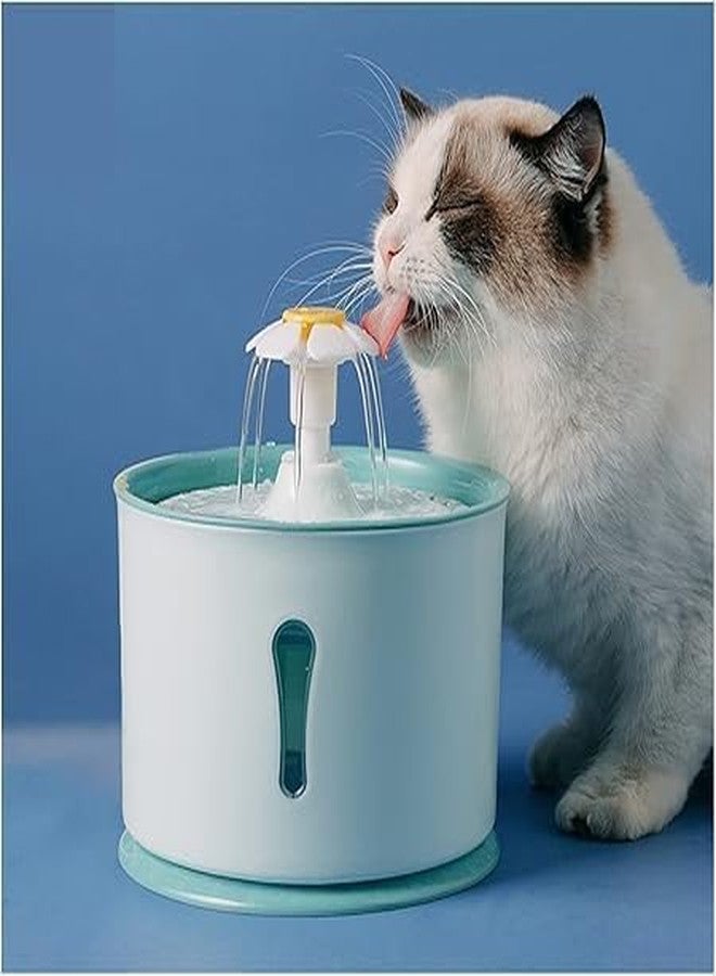 Parner Cat Drinking Fountain, Water Dispenser for Cats with Water Level Window, Cat Flower Art Water Bowl with 4 Pieces, Hygiene Filter, Pet Drinking Fountain (Green, 2 litres) - Image 2
