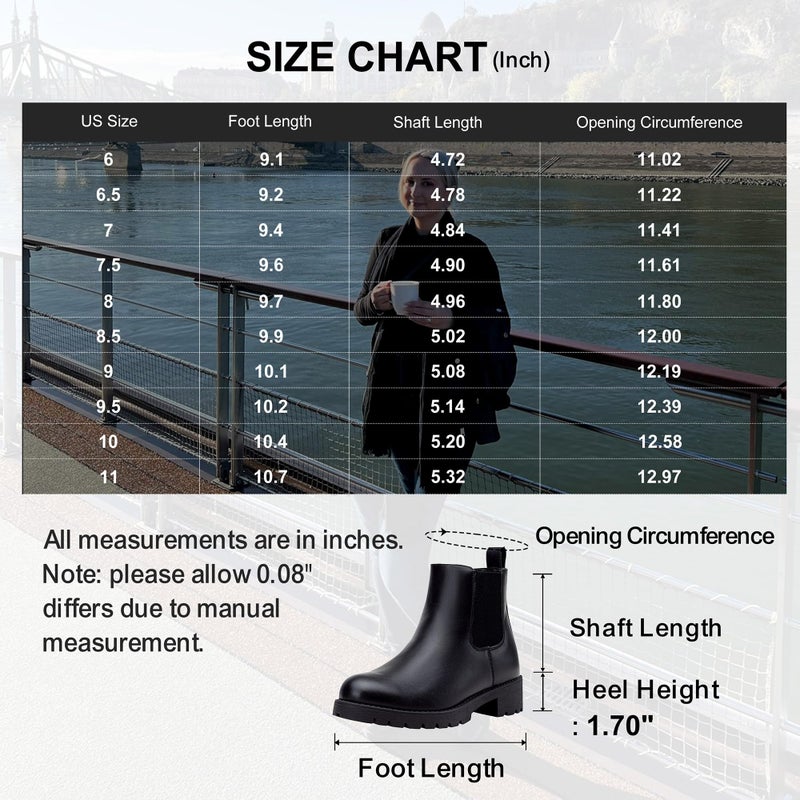 Vepose Women's 9607 Chelsea Ankle Boots Pull-On Booties, Black, Size 8M US (CJY9607 Black 08) - Image 3