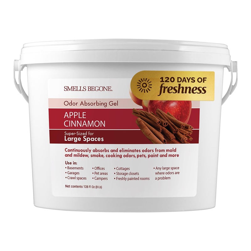 SMELLS BEGONE 1Gallon Odor Absorber Gel Air Freshener Odor Eliminator for Homes Garages Commercial Buildings Industrial Size Apple Cinnamon Scent
