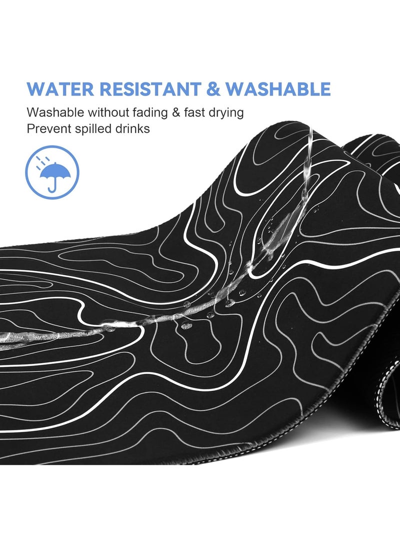 Large Extended Gaming Mouse Pad with Non-Slip Rubber Base – Extra-Wide Office Desk Keyboard & Mouse Pad, Smooth Surface for Precision Control, Stylish Black Base with White Striped Design, Durable and Spill-Resistant - Image 5