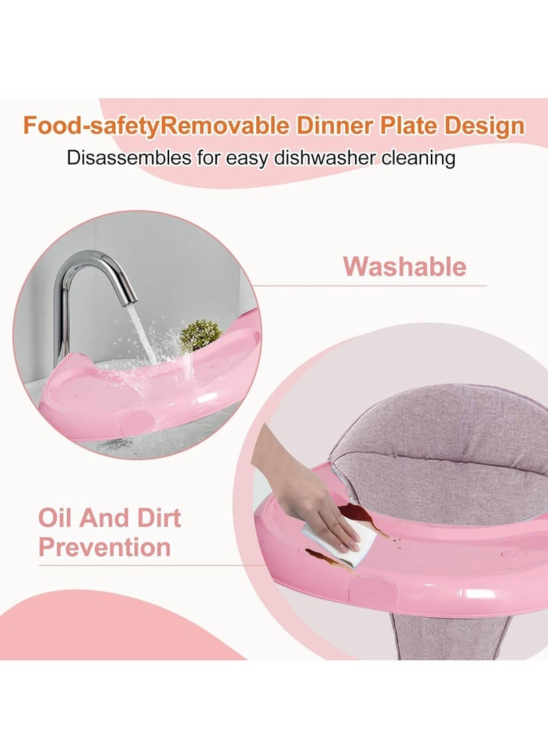 ميكسد مشاية أطفال قابلة للطي مع عجلات - مشاية للأطفال الصغار والبنات من 6 إلى 12 شهرا ، ارتفاعات قابلة للتعديل مع موسيقى قابلة للإزالة ، مسند للقدمين ومقبض دفع - Image 2