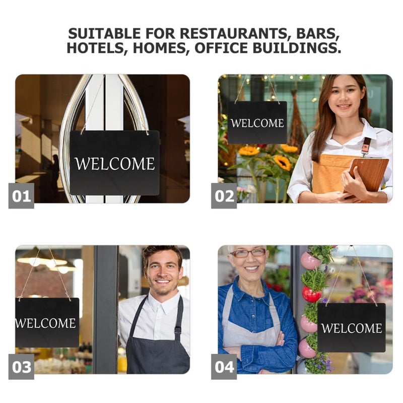 Double Sided Wooden Chalkboard 23x17cm Hanging Erasable Memo Board for Kitchen Menu Office - Image 4