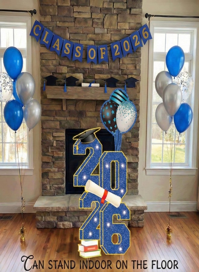 sewrung 4.0FT Large Class 2024 Graduation Yard Sign Yard Decorations Congrats Graduation Lawn Signs 2024 Grad Yard Signs with Stakes for Outdoor Congrats Graduation Party Decoration Supplies (Blue) - Image 5