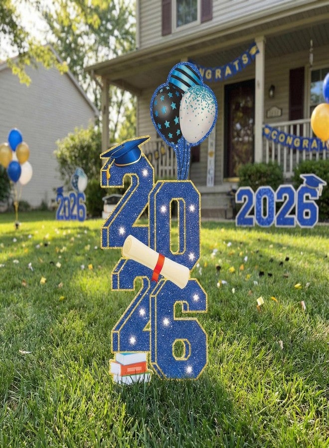 sewrung 4.0FT Large Class 2024 Graduation Yard Sign Yard Decorations Congrats Graduation Lawn Signs 2024 Grad Yard Signs with Stakes for Outdoor Congrats Graduation Party Decoration Supplies (Blue) - Image 1