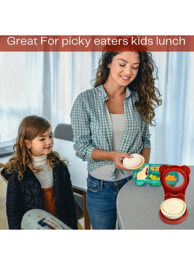 ساندويتش كوتر سيلر للأطفال, ديي ديكروستر ساندويتش, ساندويتش جيب, Uncrustables ساندويتش صانع, قطع الخبز, صندوق ساندويتش الإفطار, للفتيان والبنات, صندوق الغداء و صندوق بنتو, أحمر - Image 3