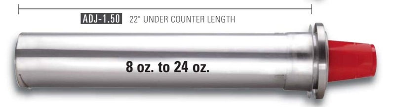 DISPENSE-RITE ADJ-1.50 in-Counter Cup Dispenser, Adjustable Stainless Steel, Fits 8 oz–24 oz Paper, Plastic or Foam Cups, 22" Length, Two Spring Design, One-Size-Fits-All, Easy Mounting Collar - Image 4