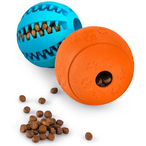 HIPPIH Dog Puzzle Toy 2 Pack Interactive Dog Toys for Treat Dispensing Durable Puppy Toys for Teething Dog Treat Ball for TeethSlow FeederIQ TrainingPlaying Blue275 Orange314 - Image 1