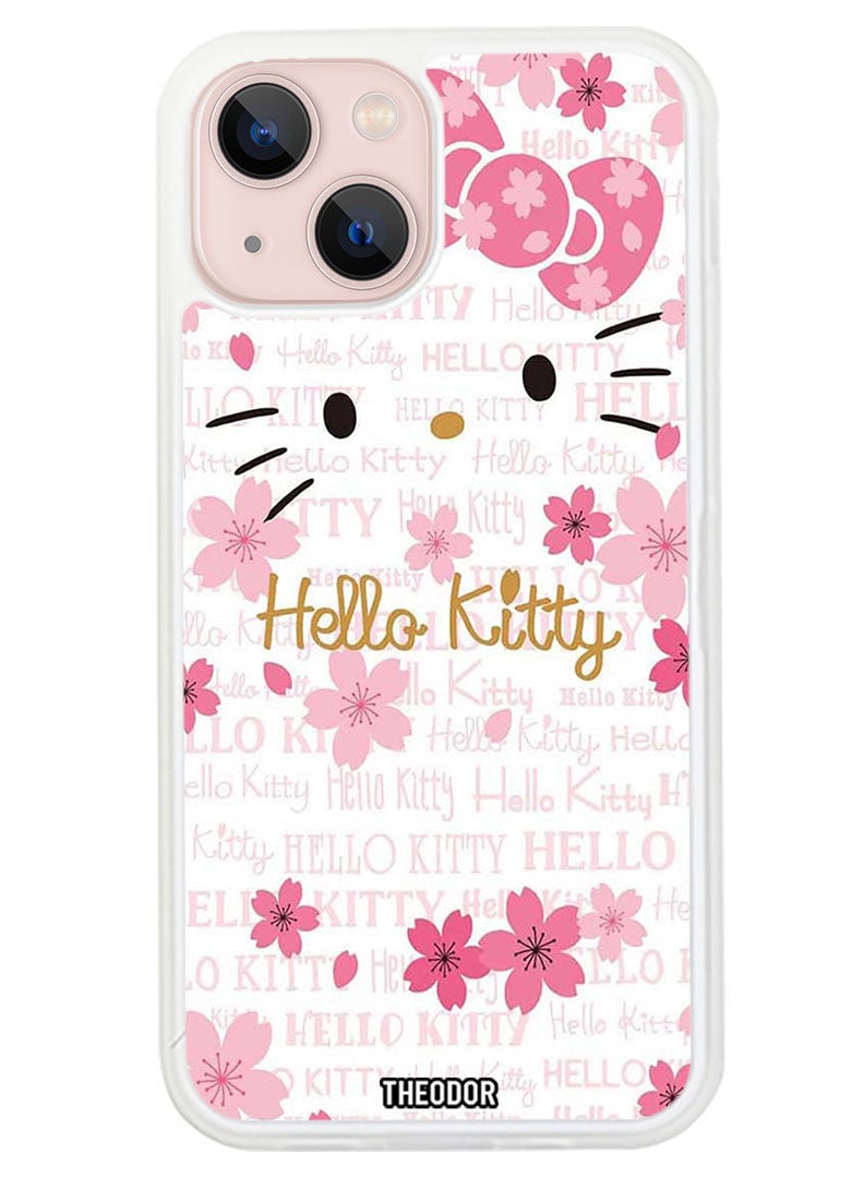 Theodor غطاء حماية لجهاز آبل آيفون 14 هالو كيتى (حافة بيضاء) - Image 1