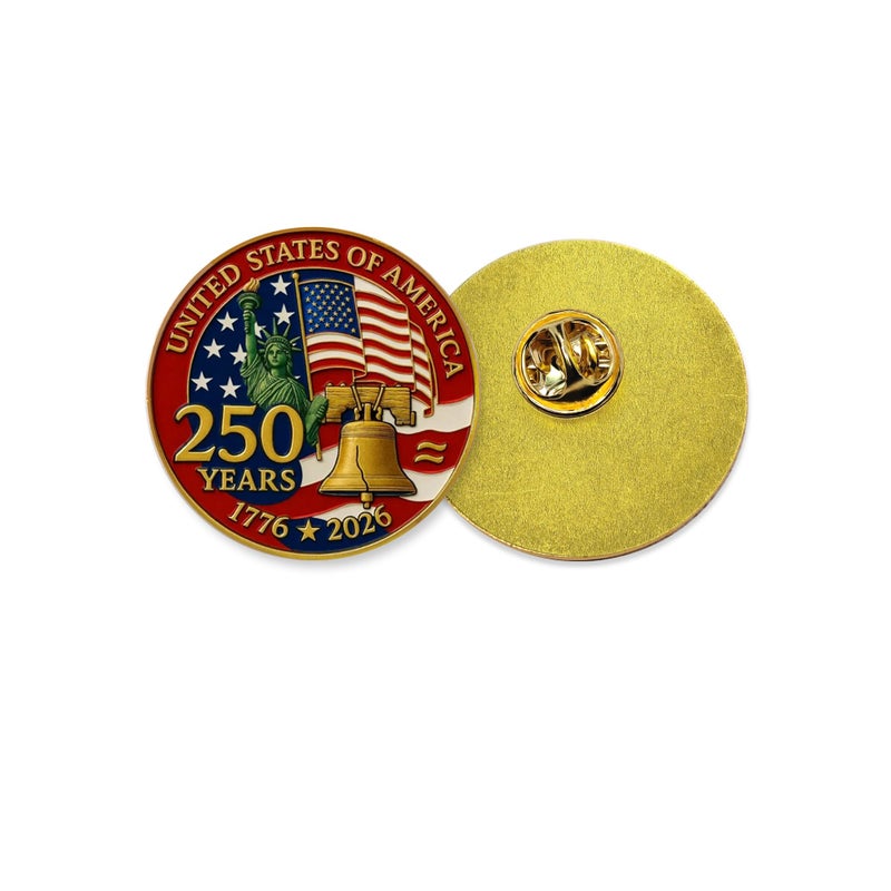 ZENRUIMING 2 Pcs America 250th Birthday Enamel Pins,250 years Anniversary Metal Gold Plated Lapel Pin, 1.4â€³ USA Patriot Collectible Accessories for Patriot's Day Independence Day (Style 3) - Image 3