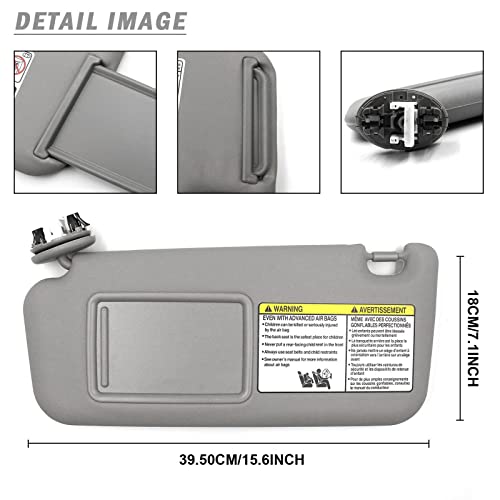 Nakuuly Left Driver Side Sun Visor Gray with Sunroof Compatible with Toyota RAV4 2006 2007 2008 2009 2010 2011 2012 2013 Sunvisor Replaces # 74320-42501-B2 - Image 5