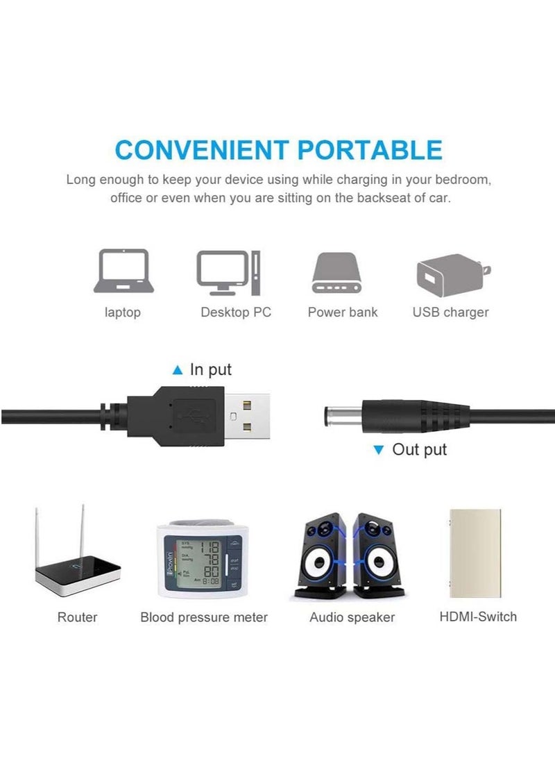 SYOSI - USB to DC 5-V Power Cord Universal DC 5.5x2.1mm Plug Jack Charging Cable with 10 Connector Tips 5.5*2.5, 4.8*1.7, 4.0*1.7, 4.0*1.35, 3.5*1.35, 3.0*1.1, 2.5*0.7, Micro USB, Type-C, Mini USB - Image 1