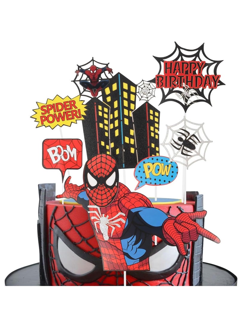 SOLARAE Spiderman Cake Toppers, Spiderman Birthday Cake Toppers, Spiderman Cake Decorations, Superhero Theme Party Spiderman Birthday Decorations for Boys Men Spiderman Birthday Party Supplies - Image 3