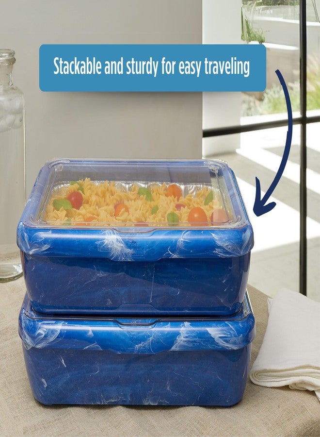 Fancy Panz - Blue Marble Premium Aluminum Foil Pan Carrier with Lid & Hot/Cold Pack - BPA Free, Made in the USA Elevated Food Serving Tray - Portable Casserole Carrier with Lid - Hosting Essentials - Image 5