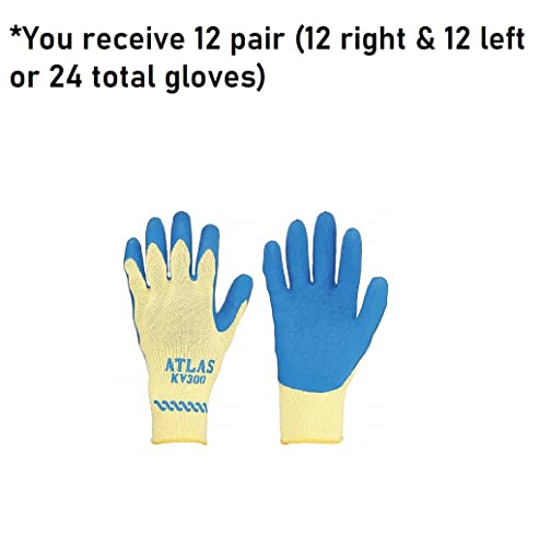 SHOWA Atlas KV300 Natural Latex Palm Coated A3 Cut Resistant Safety Glove with Kevlar Liner, 10-Gauge, Medium (12 Pair) - Image 2