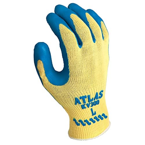 SHOWA Atlas KV300 Natural Latex Palm Coated A3 Cut Resistant Safety Glove with Kevlar Liner, 10-Gauge, Medium (12 Pair) - Image 1