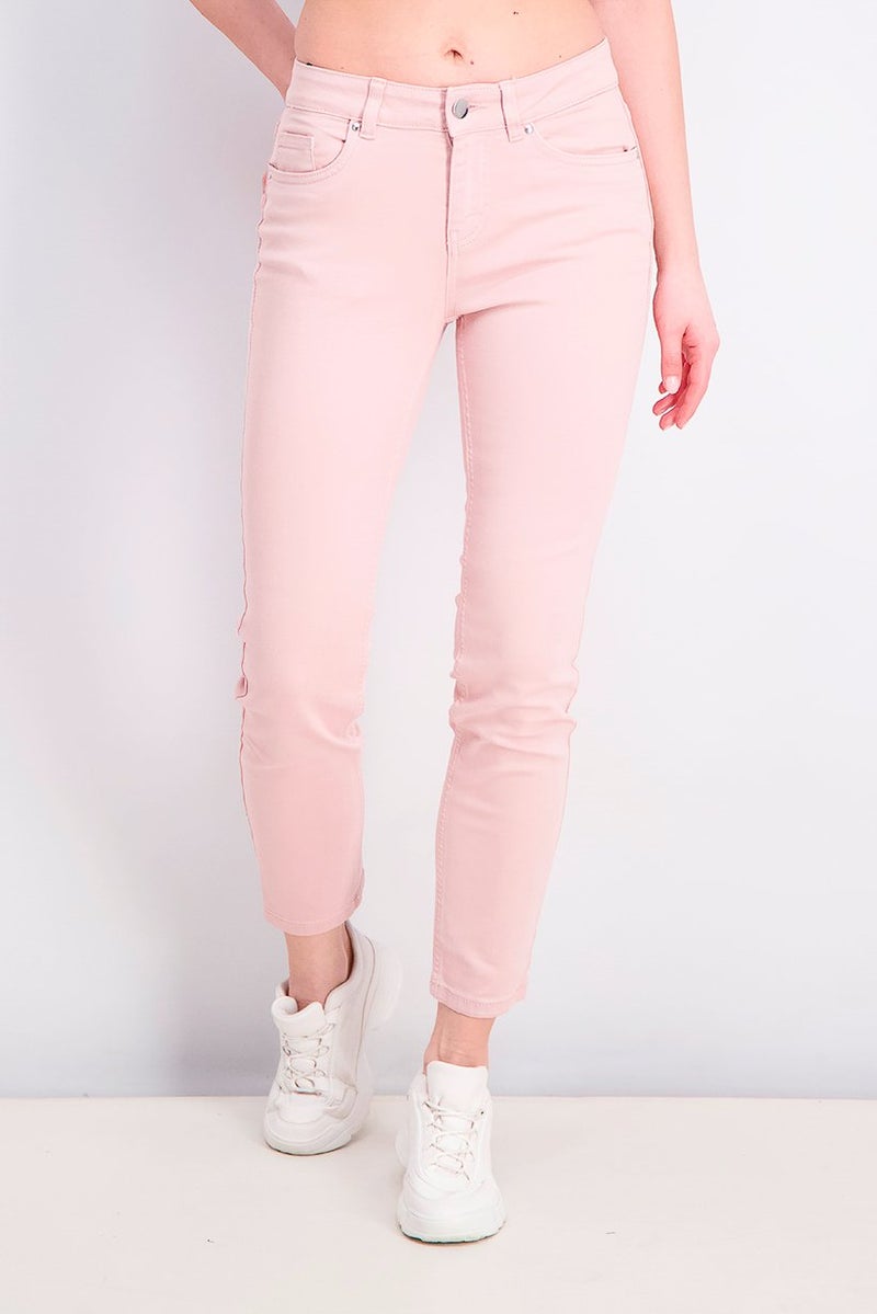Tchibo Women Slim Fit Plain Skinny Pants, Rose  - Image 1