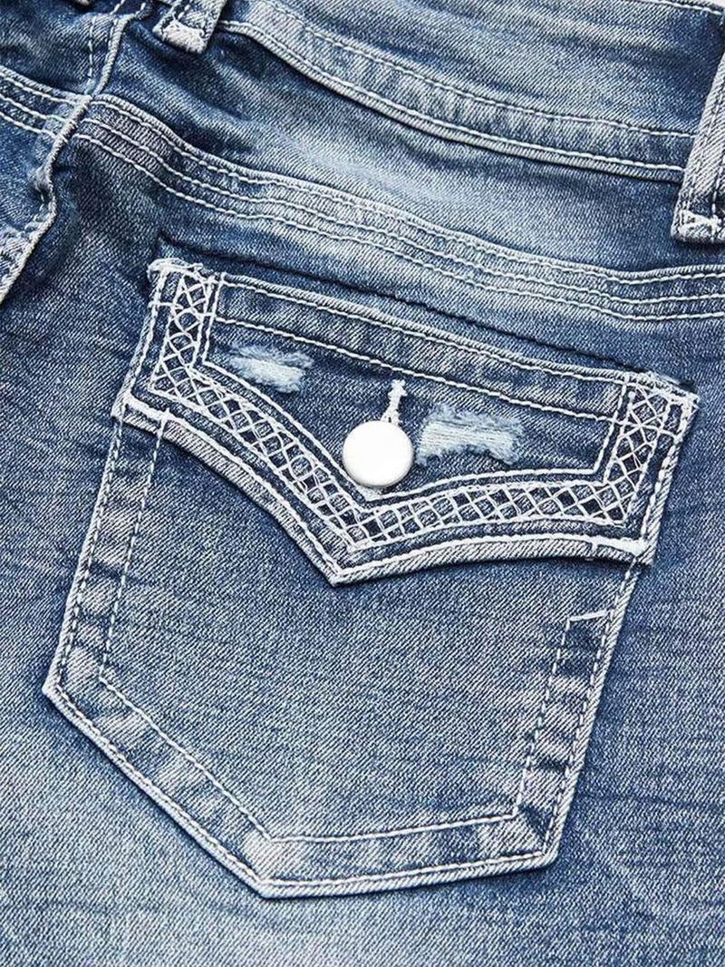 Flamingals Mid Rise Skinny Jeans for Women Trendy Wash Stretchy Butt Lifting Western Jeans with Pocket Back Artesia Light Blue M - Image 4