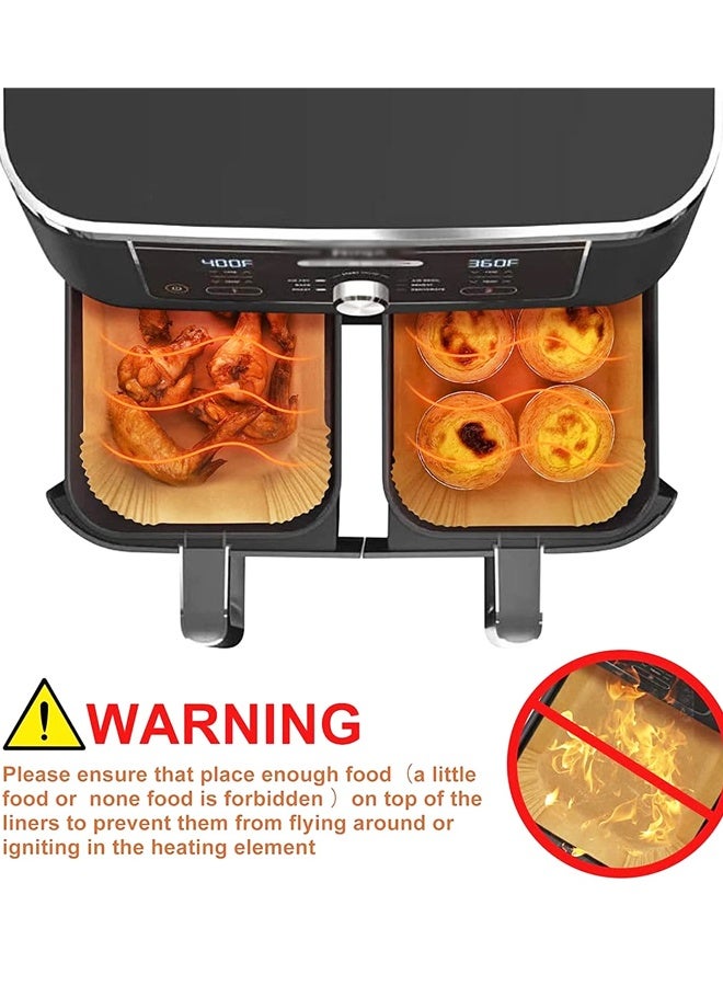 100 قطعة من ورق القلي الهوائي غير اللاصق، ورق البرشمان المربع المقاوم للحرارة، وسادة تحميص مقاومة للزيت مع مقلاة نينجا الهوائية - Image 4