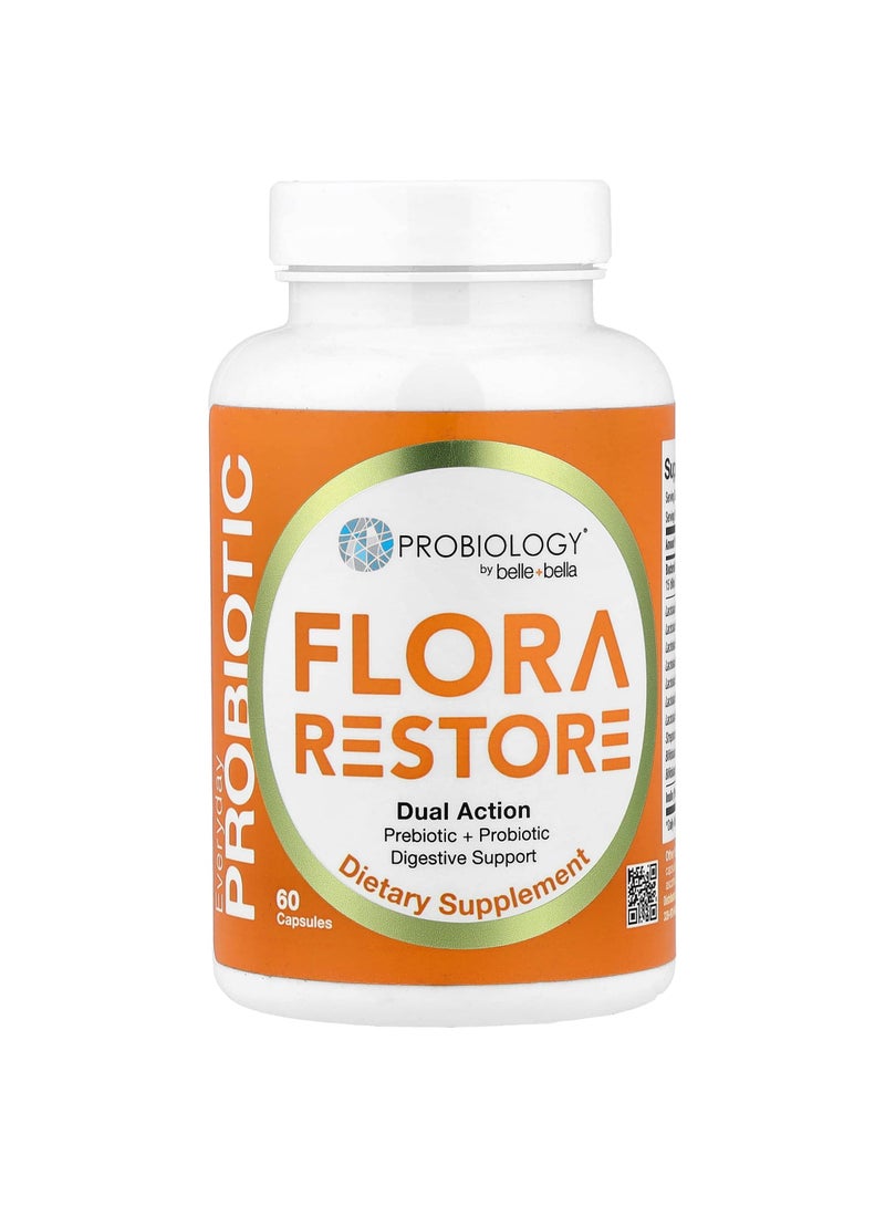 بيل+بيلا Probiology®، Flora Restore، 15 مليار وحدة تشكيل مستعمرة، 60 كبسولة - Image 1
