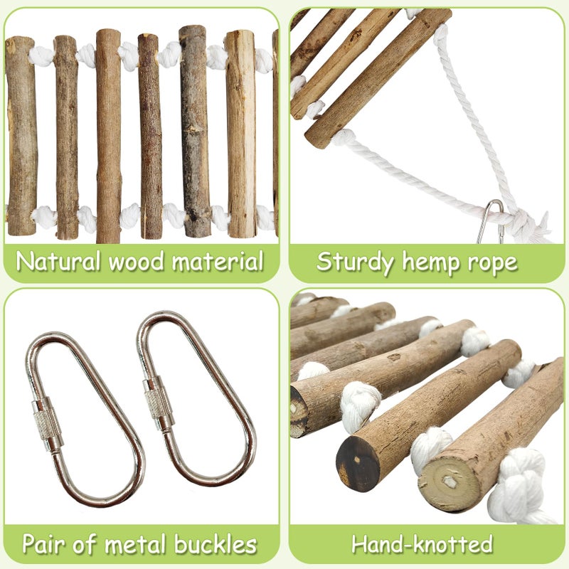 VCEPJH Reptile Bridge for Terrarium 2 Pack Wooden Bearded Dragon Climbing Ladder Hanging Flexible Swing Tank Deor Accessories for Gecko Hermit Crab Chameleons Turtle Lizard Frog - Image 2