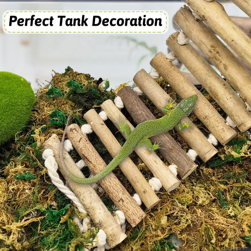 VCEPJH Reptile Bridge for Terrarium 2 Pack Wooden Bearded Dragon Climbing Ladder Hanging Flexible Swing Tank Deor Accessories for Gecko Hermit Crab Chameleons Turtle Lizard Frog - Image 5