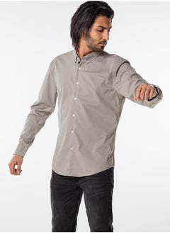 Dayton Men’s Formal Gray Shirt | Long Sleeve Slim Fit Business Shirt  - Image 2