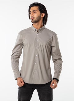 Dayton Men’s Formal Gray Shirt | Long Sleeve Slim Fit Business Shirt  - Image 4