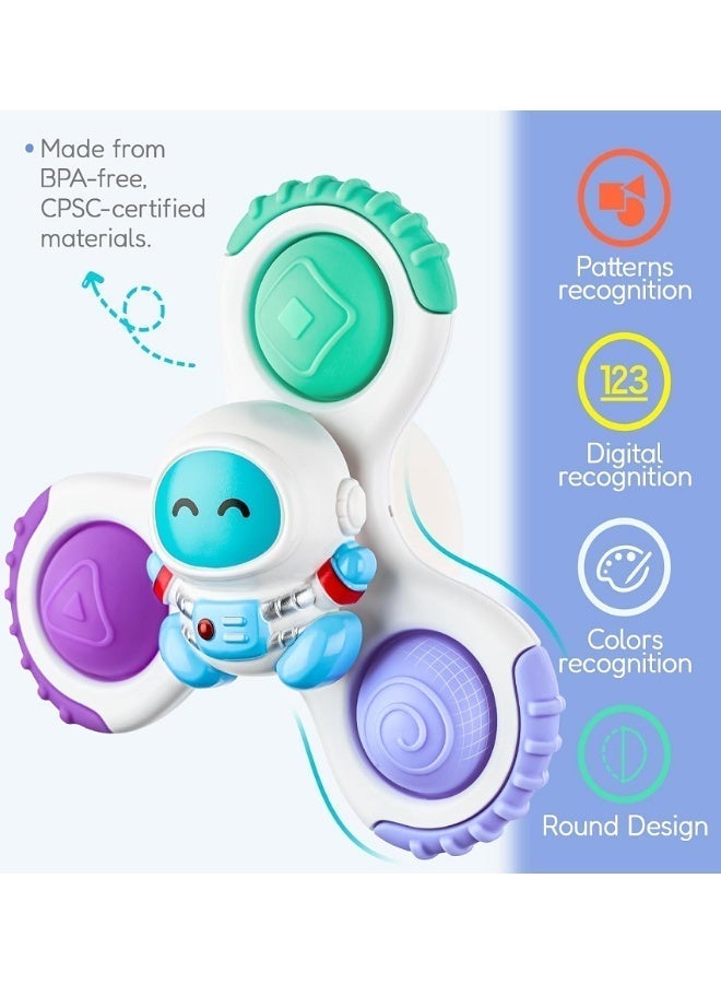 SUZZ 3PCS Suction Cup Spinner Toys for 1 2 Year Old Toddlers Birthday Gift|Spinning Top Baby Bath Toy for Kids|Sensory Airplane Travel Toy for Toddlers Infant - Image 3