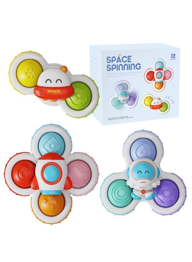 SUZZ 3PCS Suction Cup Spinner Toys for 1 2 Year Old Toddlers Birthday Gift|Spinning Top Baby Bath Toy for Kids|Sensory Airplane Travel Toy for Toddlers Infant - Image 1