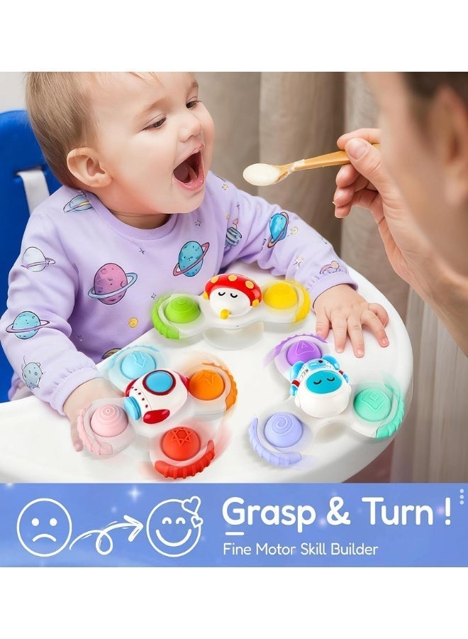 SUZZ 3PCS Suction Cup Spinner Toys for 1 2 Year Old Toddlers Birthday Gift|Spinning Top Baby Bath Toy for Kids|Sensory Airplane Travel Toy for Toddlers Infant - Image 5