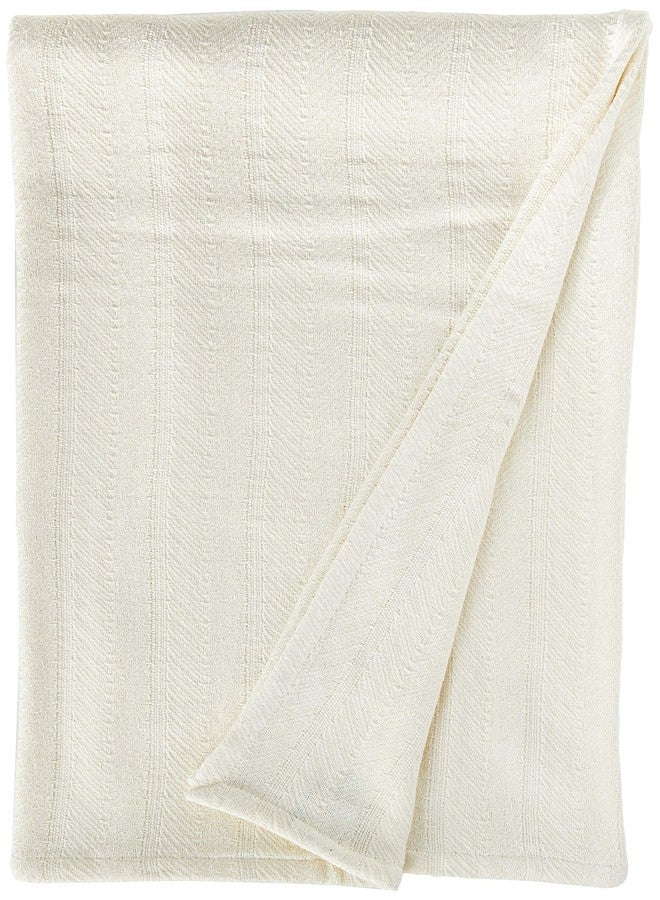 Eddie Bauer - Queen Blanket, Lightweight Cotton Bedding, Home Decor for All Seasons (Herringbone Bone, Queen) - Image 1