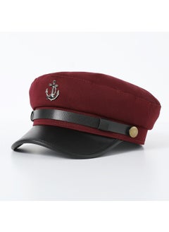 Generic Nautical Beret Elegant Navy Cap with Anchor Detail Army Green  - Image 2