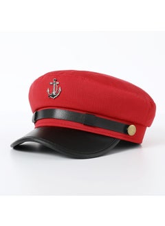 Generic Nautical Beret Elegant Navy Cap with Anchor Detail Army Green  - Image 3