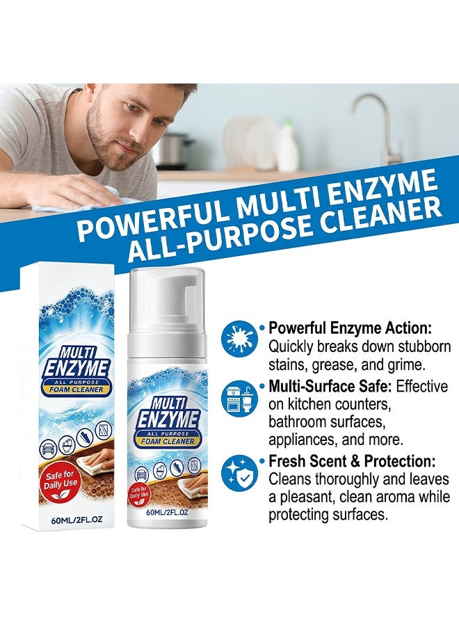 JUE FISH Multi Enzyme All Purpose Foam Cleaner,60ml Multi-surface Stain Remover Foam Spray For Car Bathroom Kitchen Household Daily Cleaning, Portable No-rinse Stain Cleaning Foam - Image 2