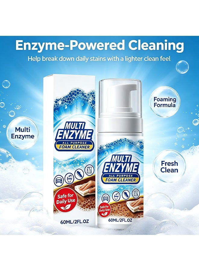 JUE FISH Multi Enzyme All Purpose Foam Cleaner,60ml Multi-surface Stain Remover Foam Spray For Car Bathroom Kitchen Household Daily Cleaning, Portable No-rinse Stain Cleaning Foam - Image 3