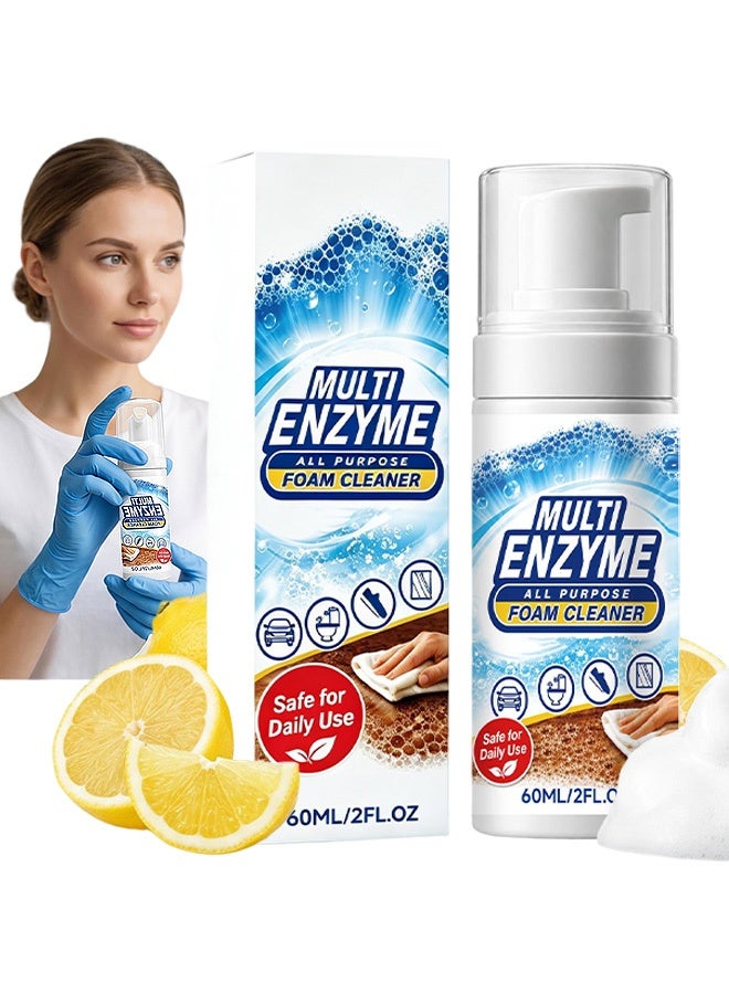 JUE FISH Multi Enzyme All Purpose Foam Cleaner,60ml Multi-surface Stain Remover Foam Spray For Car Bathroom Kitchen Household Daily Cleaning, Portable No-rinse Stain Cleaning Foam - Image 1