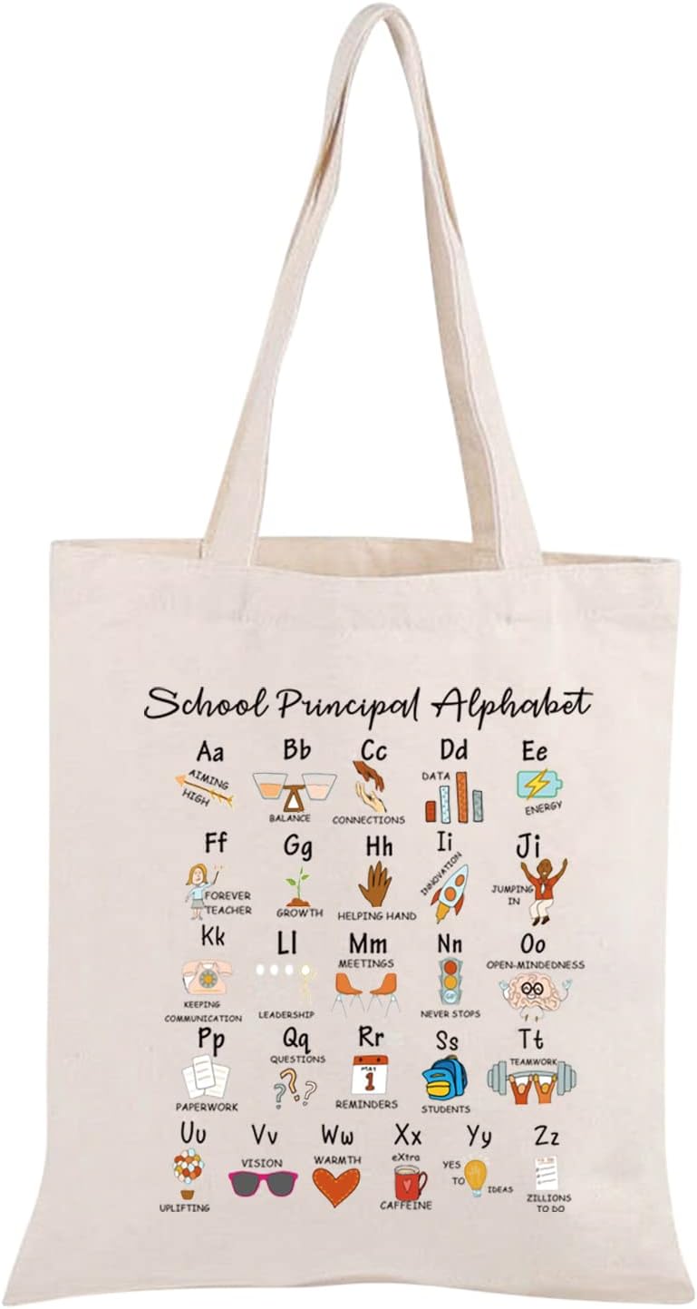 MBMSO MBMSO School Principal Tote Bag Principal Thank You Gift Teaching Supplies Bag Teacher Canvas Tote Bag Principal Casual Bag Admin Team Bags School Principal Tote - Image 1