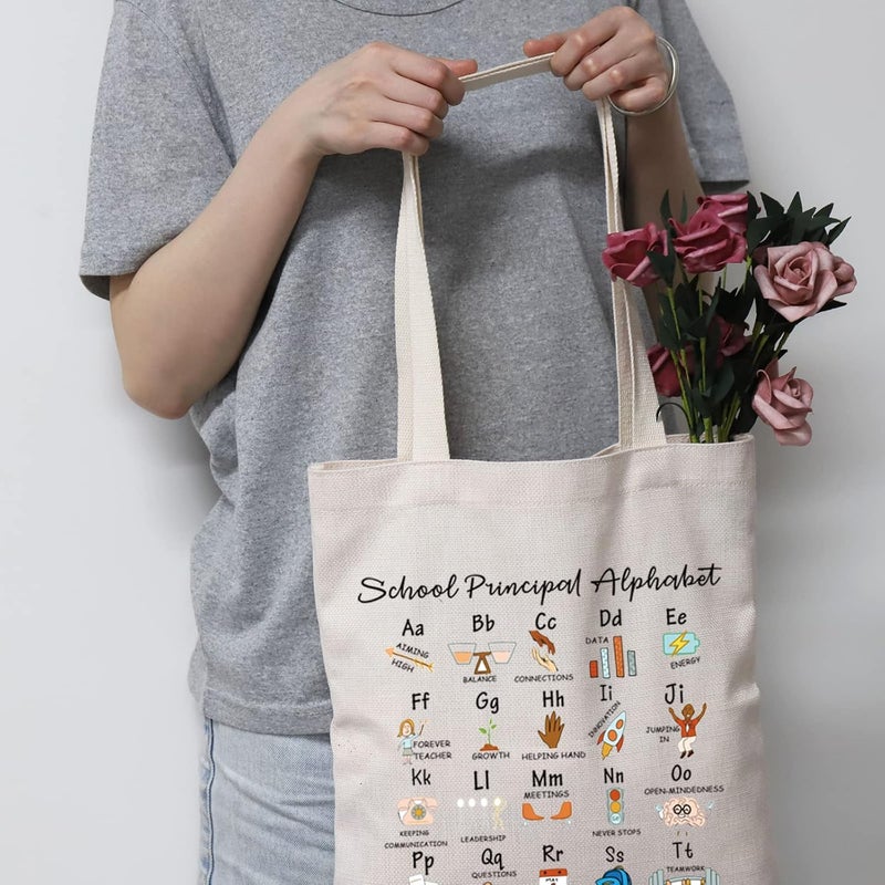MBMSO MBMSO School Principal Tote Bag Principal Thank You Gift Teaching Supplies Bag Teacher Canvas Tote Bag Principal Casual Bag Admin Team Bags School Principal Tote - Image 5